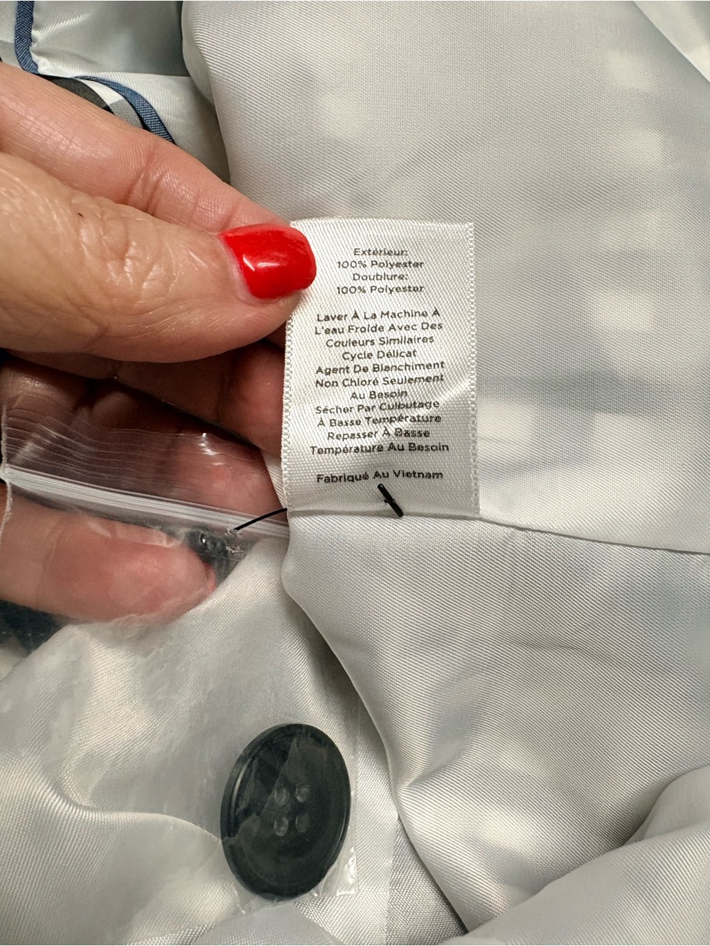 Talbots Classic Gingham Mac Black & White Button-Up Raincoat Trench Size 8 - Picture 16 of 16